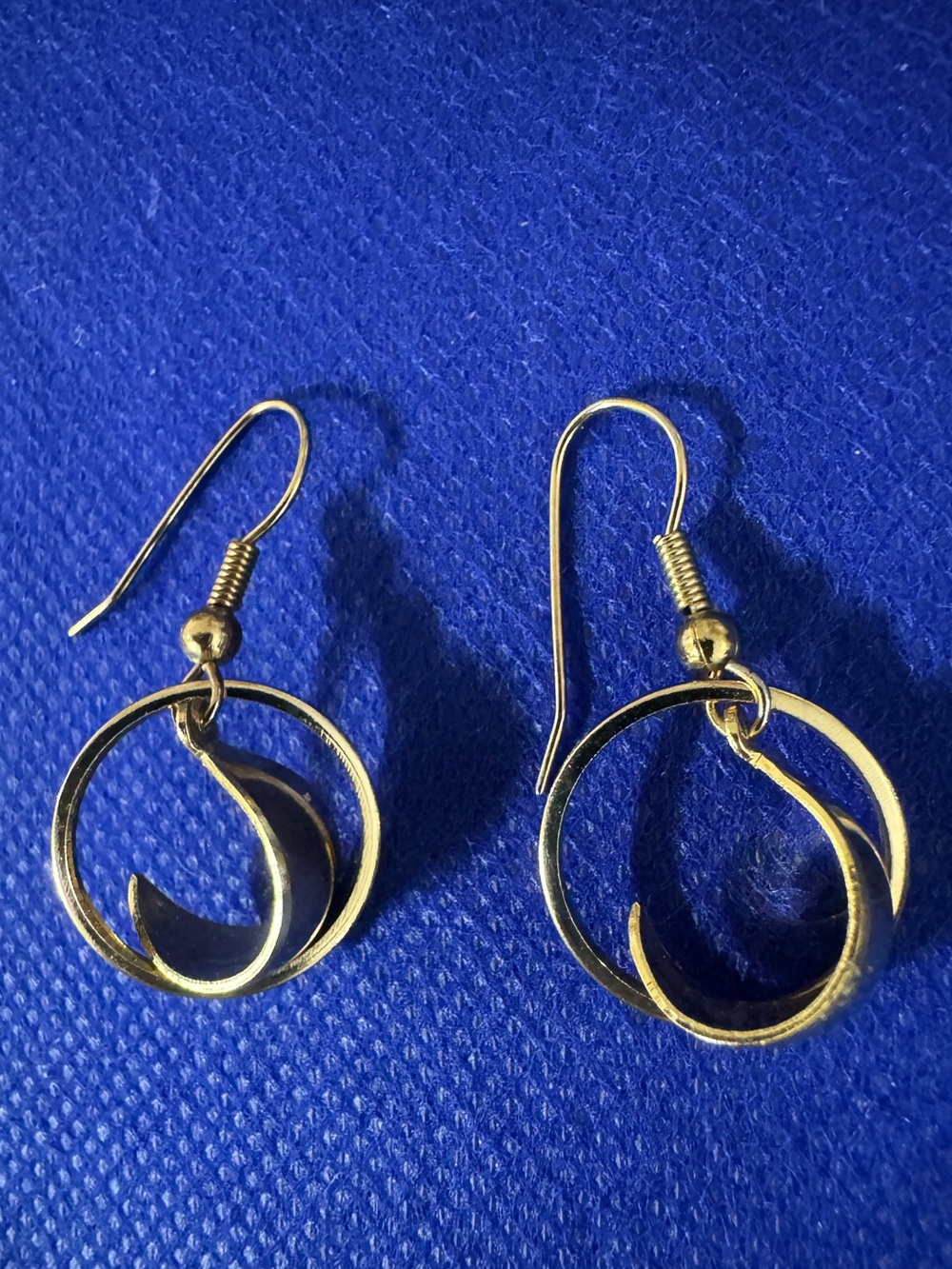 Gold Loop Crescent Dangle Earrings — NWT comes in/with mesh pouch.